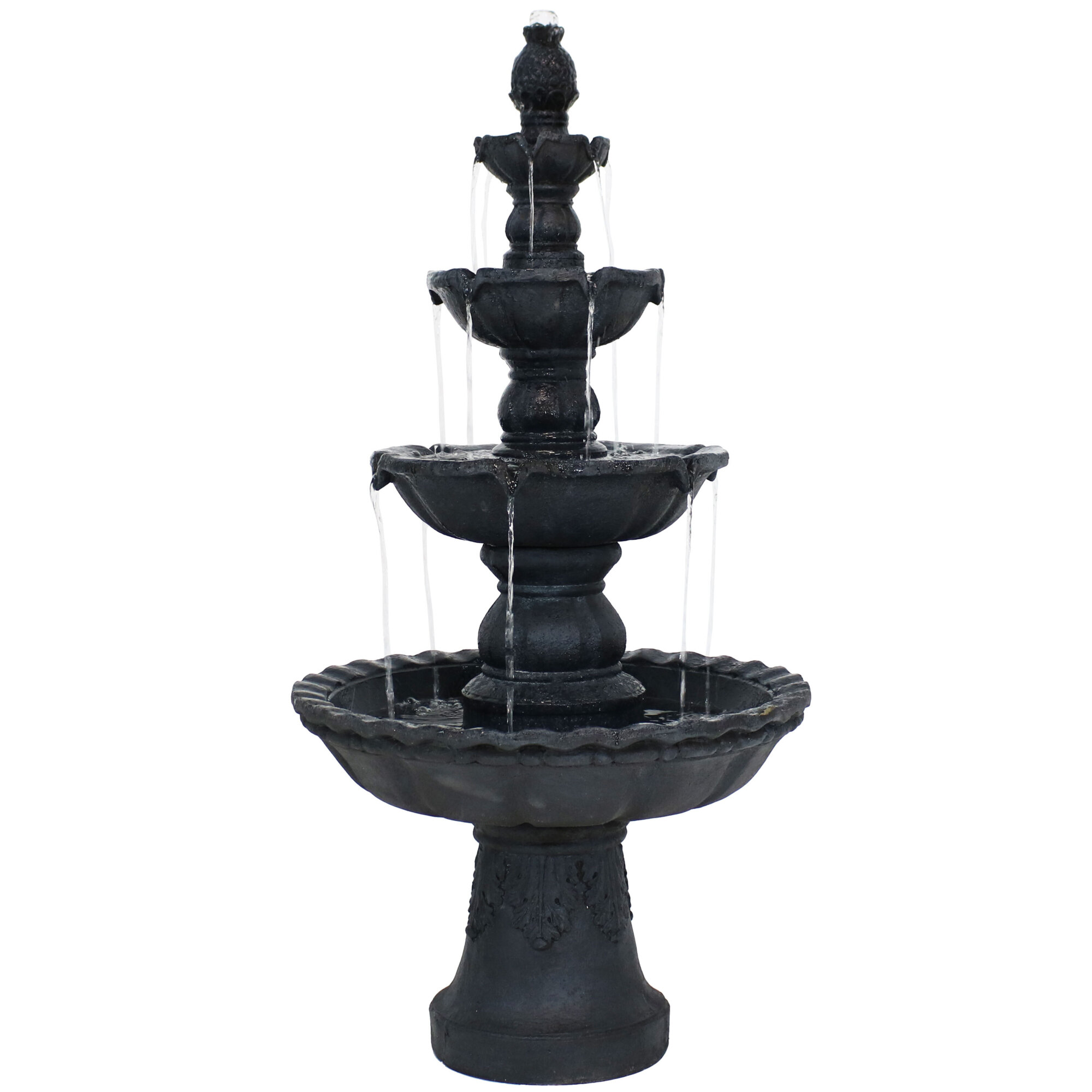 Sunnydaze Decor, 4-Tier Pineapple Fountain - Black Finish - 52in., Model# FC-73650-BLK